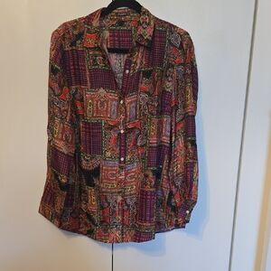 J. McLaughlin Multicolor Patterned Blouse